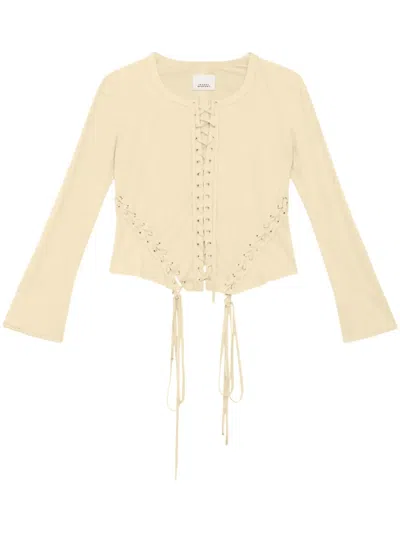 Isabel Marant Seatle Laced Faux Suede Leather Top In Ecru
