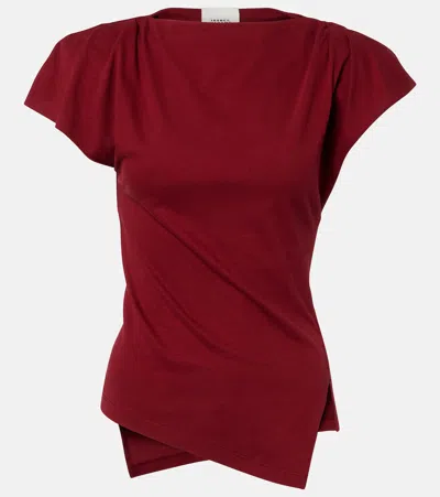 Isabel Marant Sebani Asymmetric Cotton T-shirt In Burgundy