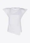 Isabel Marant Padded Boat Neck T-shirt With Asymmetric Hem In White
