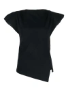 Isabel Marant Boat Neck Cap Sleeve Top With Shoulder Pads In Black