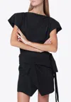Isabel Marant Black Sebani Asymmetrical T-shirt In Black