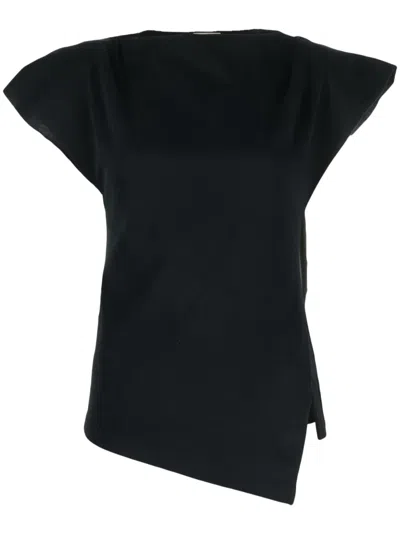 Isabel Marant Sebani Asymmetric Cotton-jersey T-shirt In Black