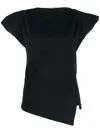 Isabel Marant Boat Neck Cap Sleeve Top With Shoulder Pads In Black