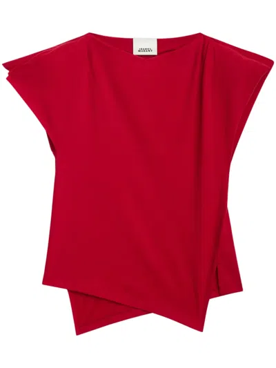 Isabel Marant Sebani Asymmetric Cotton-jersey T-shirt In Red