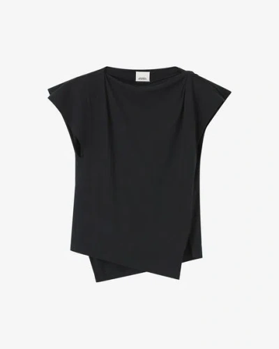 Isabel Marant Sebani Asymmetric Cotton-jersey T-shirt In Black