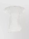 Isabel Marant Sebani Asymmetric Raw Edge Cap Sleeve Cotton Blouse In Grey