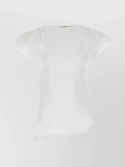 Isabel Marant Sebani Asymmetric Raw Edge Cap Sleeve Cotton Blouse In White