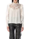 Isabel Marant Seila Blouse In Ecru With Lace And Ruffles