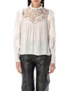 Isabel Marant Seila Blouse In Ecru With Lace And Ruffles