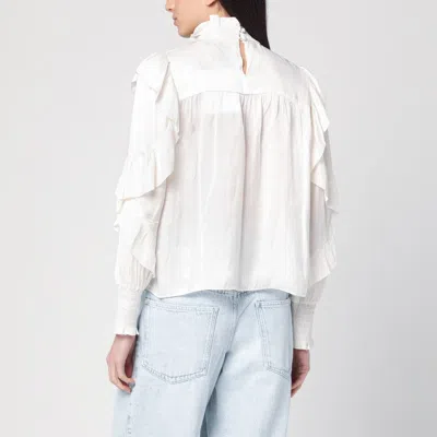 Isabel Marant Seila Blouse In Ecru With Lace And Ruffles In Nude & Neutrals