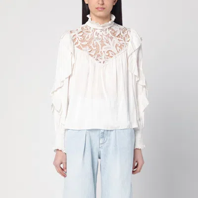 Isabel Marant Seila Blouse In Ecru With Lace And Ruffles In White