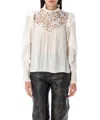 Isabel Marant Seila Blouse In Ecru With Lace And Ruffles In White