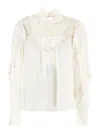 Isabel Marant Seila Blouse In Ecru With Lace And Ruffles In White