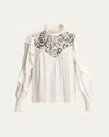 Isabel Marant Seila Blouse In Ecru With Lace And Ruffles In Ecru