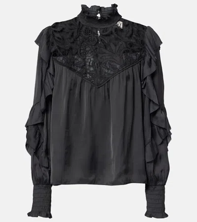 Isabel Marant Seila Ruffled Lace-trimmed Blouse In Black