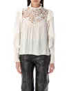 Isabel Marant Seila Blouse In Ecru With Lace And Ruffles In Ecru