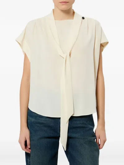 Isabel Marant Selena Tie-front Crepe Top In Neutral