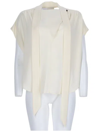 Isabel Marant Selene Boxy Scarf Detail V-neck Blouse In Neutral