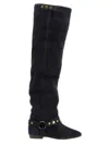 Isabel Marant Over-the-knee Suede Boots Decorative Strap In Black
