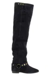 Isabel Marant Over-the-knee Suede Boots Decorative Strap In Black