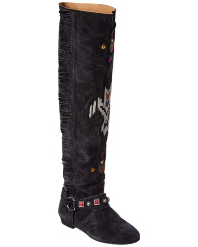 Isabel Marant Selize Suede Knee-high Boot In Black
