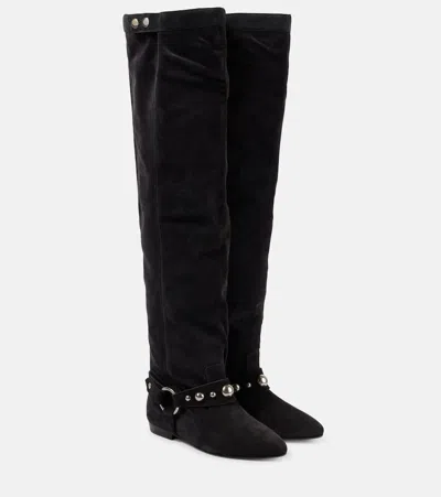 Isabel Marant Selize Suede Knee-high Boots In Black