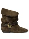 Isabel Marant Sellen Embellished Whipstitched Leather-trimmed Suede Ankle Boots