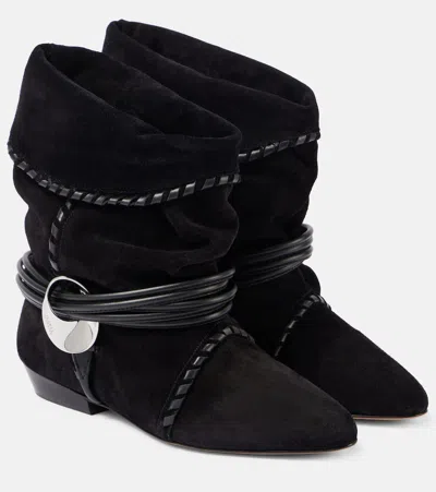 Isabel Marant Sellen Suede Ankle Boots In Black