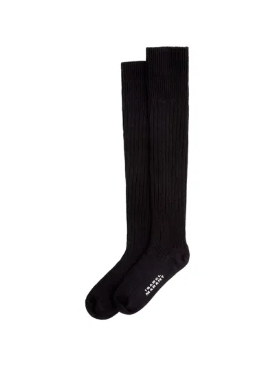 Isabel Marant Selver Knee-high Cotton Socks In Black