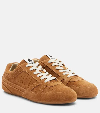 Isabel Marant Senny Perforated Suede Sneakers In Brown