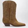 Isabel Marant Women's Sepia Coloured Suede Cowboy Boot In Brown