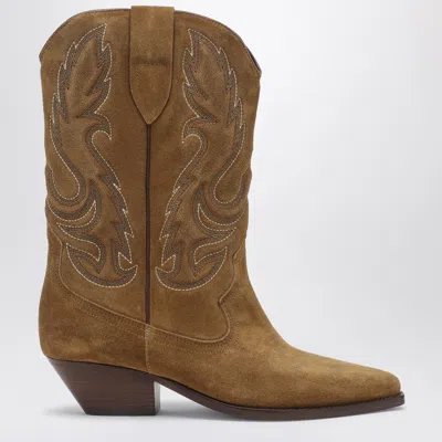 Isabel Marant Sepia Coloured Suede Cowboy Boot In Brown