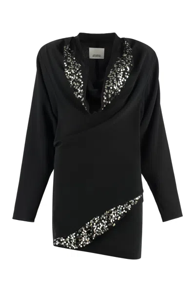 Isabel Marant Sequin Asymmetric Dress For Women In Black