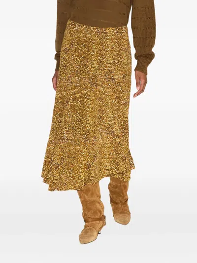 Isabel Marant Sequin-pattern Midi Skirt In Yellow