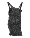 Isabel Marant Sequin Ruffle One Shoulder Dress In Black Cotton In Black