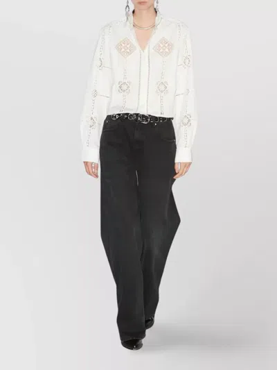 Isabel Marant Serena Shirt Fishnet Embroidery In White