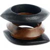 Isabel Marant Set Of 3 Wood Eye Bangle Bracelets In Black