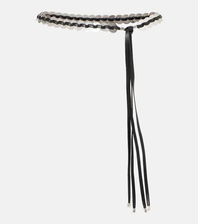 Isabel Marant Sevan Embellished Leather Belt In Black/silver