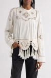 Isabel Marant Severine Macramé Cotton Top In White
