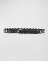 ISABEL MARANT SGIAVI STUDDED SCALLOP LEATHER SKINNY BELT