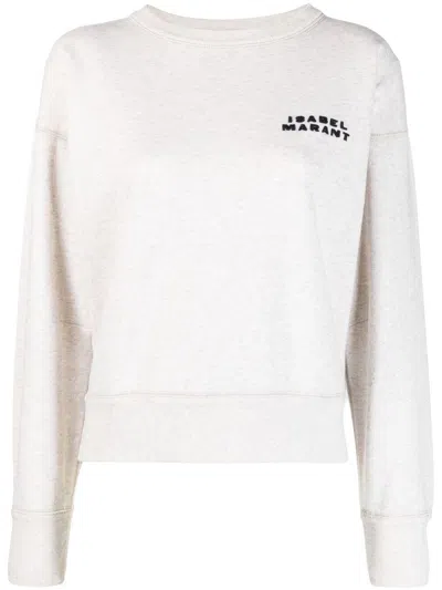 Isabel Marant Shad Logo Cotton Sweatshirt In Powder