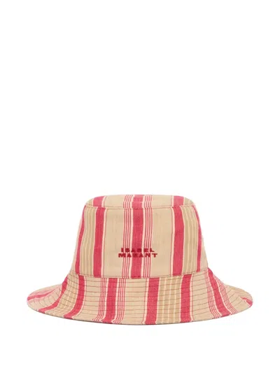 Isabel Marant Shaelyn Embroidered Logo Stripe Bucket Hat In Pink