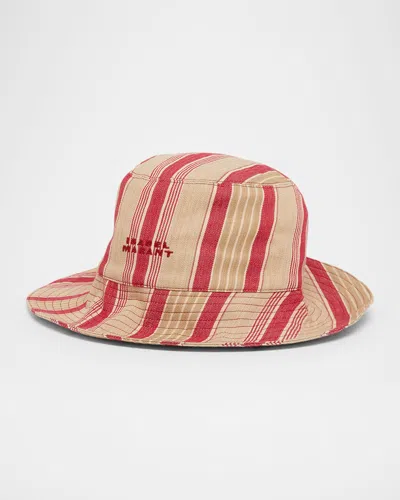 Isabel Marant Shaelyn Striped Bucket Hat In Purple