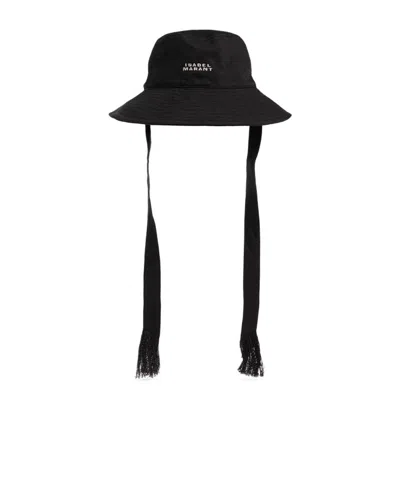 Isabel Marant Shaley Logo Embroidered Bucket Hat In Black