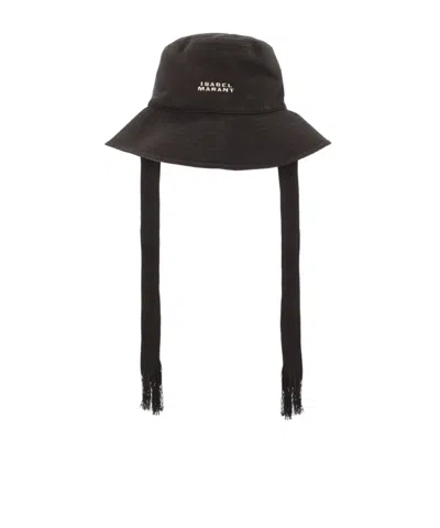 Isabel Marant Bucket Hat With Embroidered Logo In Brown