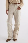 Isabel Marant Shanila Fringed Barrel Leg Jeans In Ecru