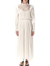 Isabel Marant Long Dress With Lace And Ruffles In Ivory