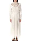 Isabel Marant Long Dress With Lace And Ruffles In Neutrals