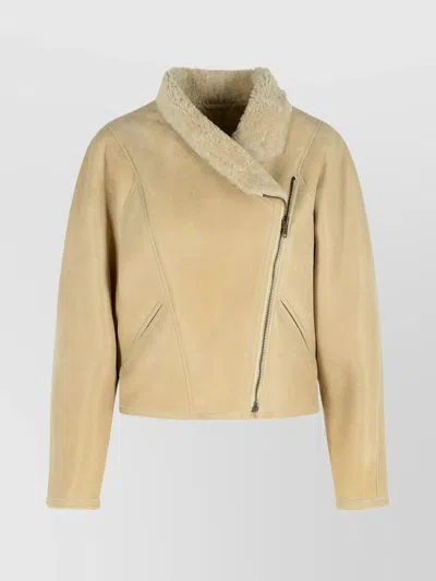 ISABEL MARANT SHEARLING COLLAR JACKET SIDE POCKETS