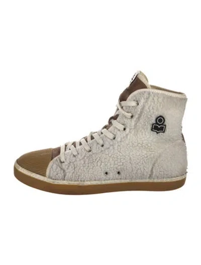 Pre-owned Isabel Marant Shearling Colorblock Pattern Sneakers In White